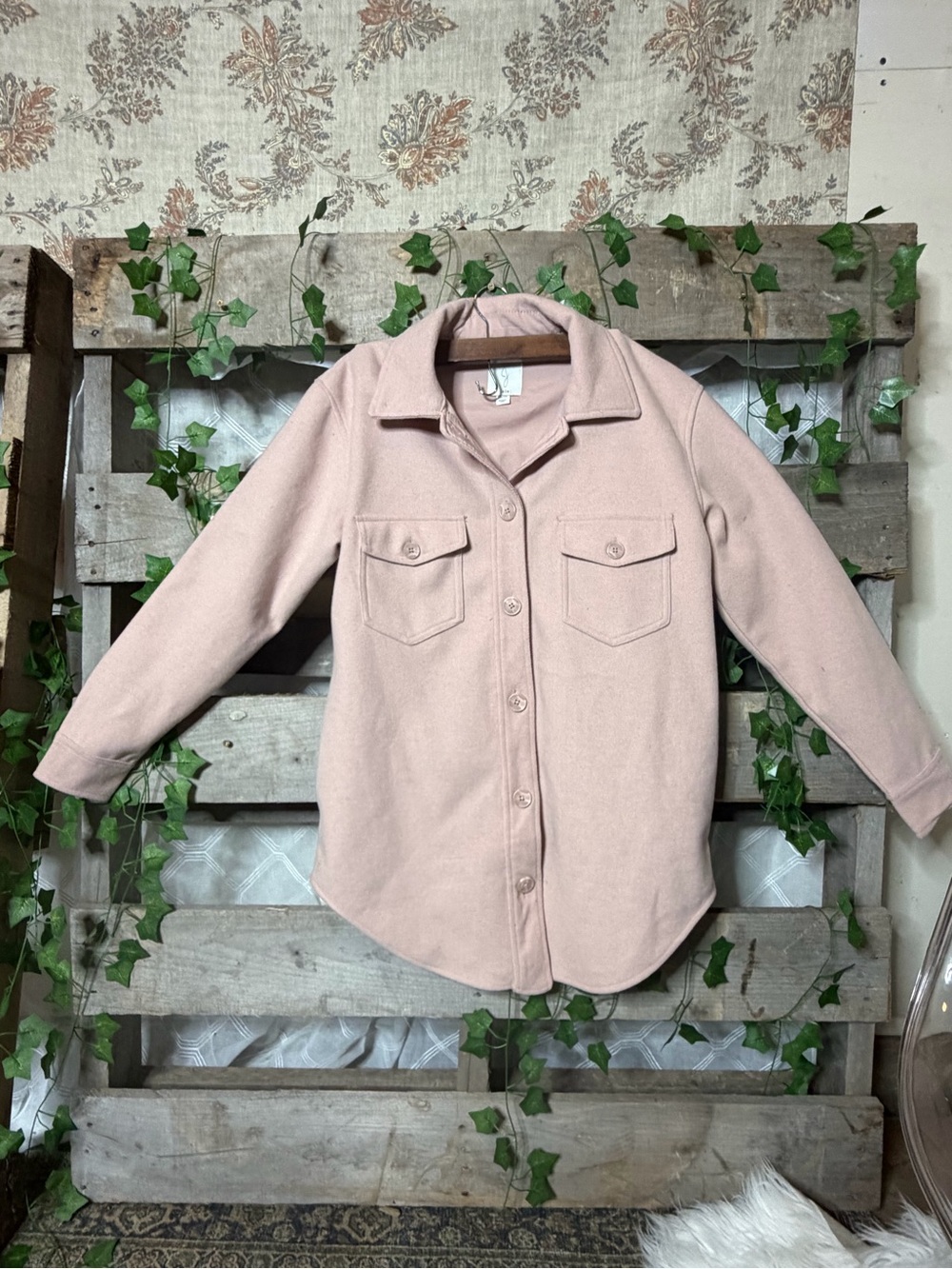 Joie Girls' Blush Pink Button-Front Shirt Jacket